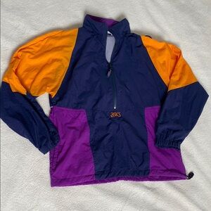 Vintage ASICS Purple Navy Orange Nylon Windbreaker Jacket